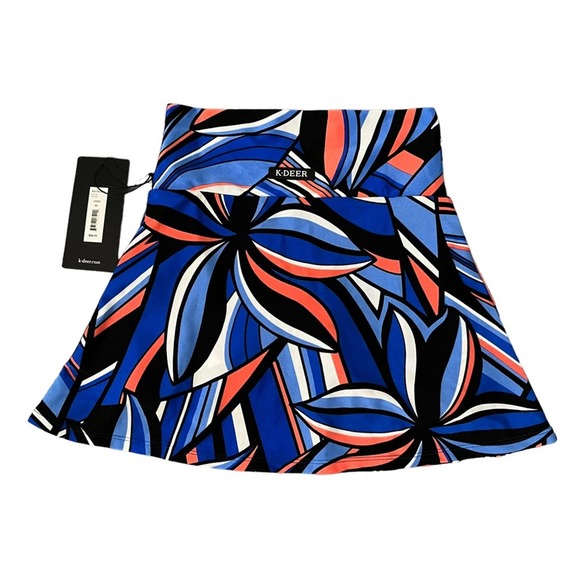 K-DEER Pocket Skort Superset XS NWT Abstract Geo Athletic Skirt Shorts Bright - Picture 6 of 6